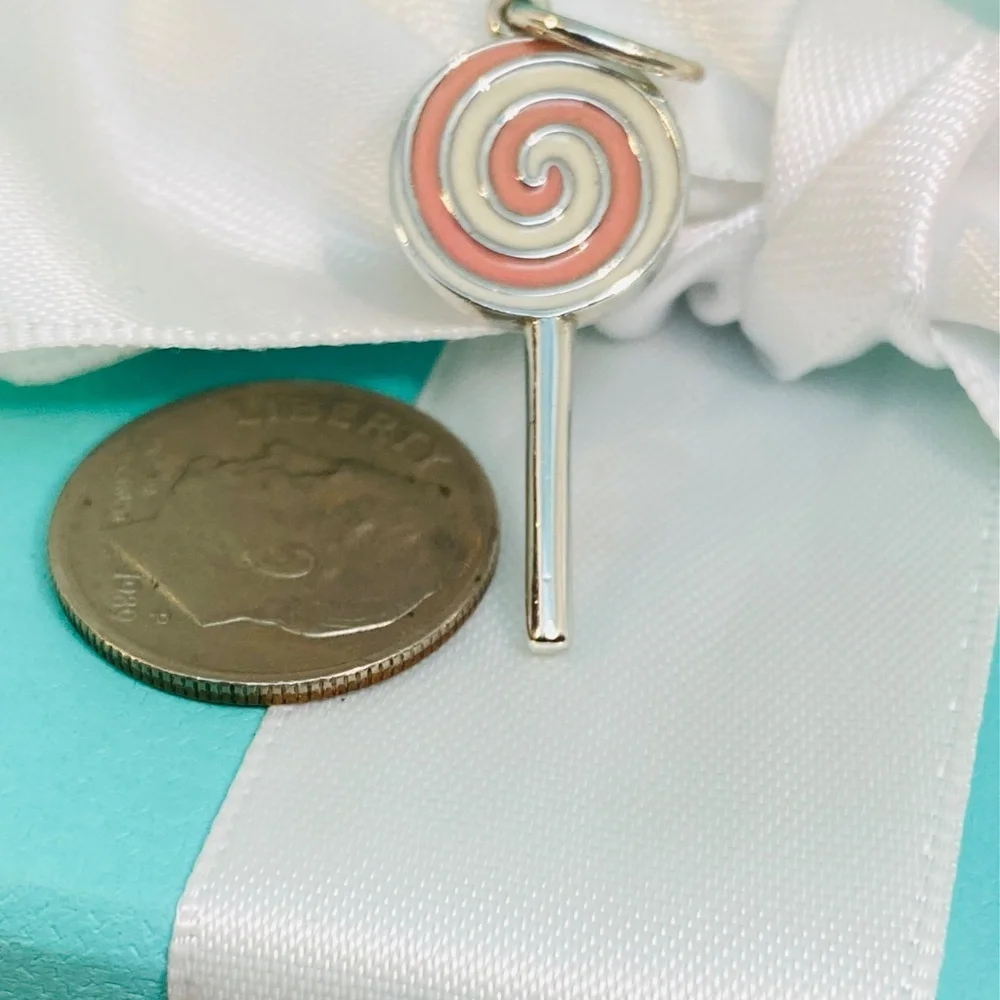 Tiffany & Co pink enamel lollipop holiday charm 925
